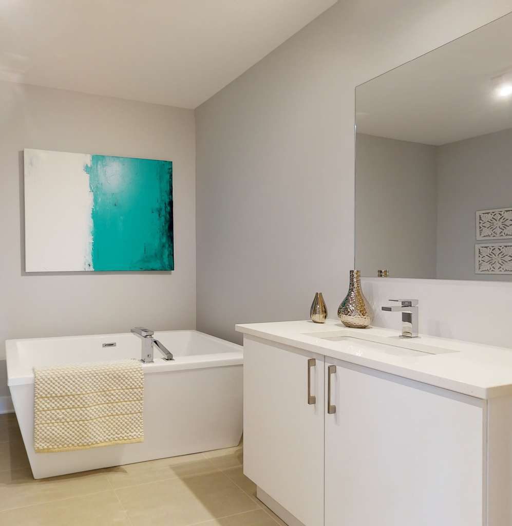 Salle de bain et aménagement d'un condo 4½ Gesteco à Waterloo