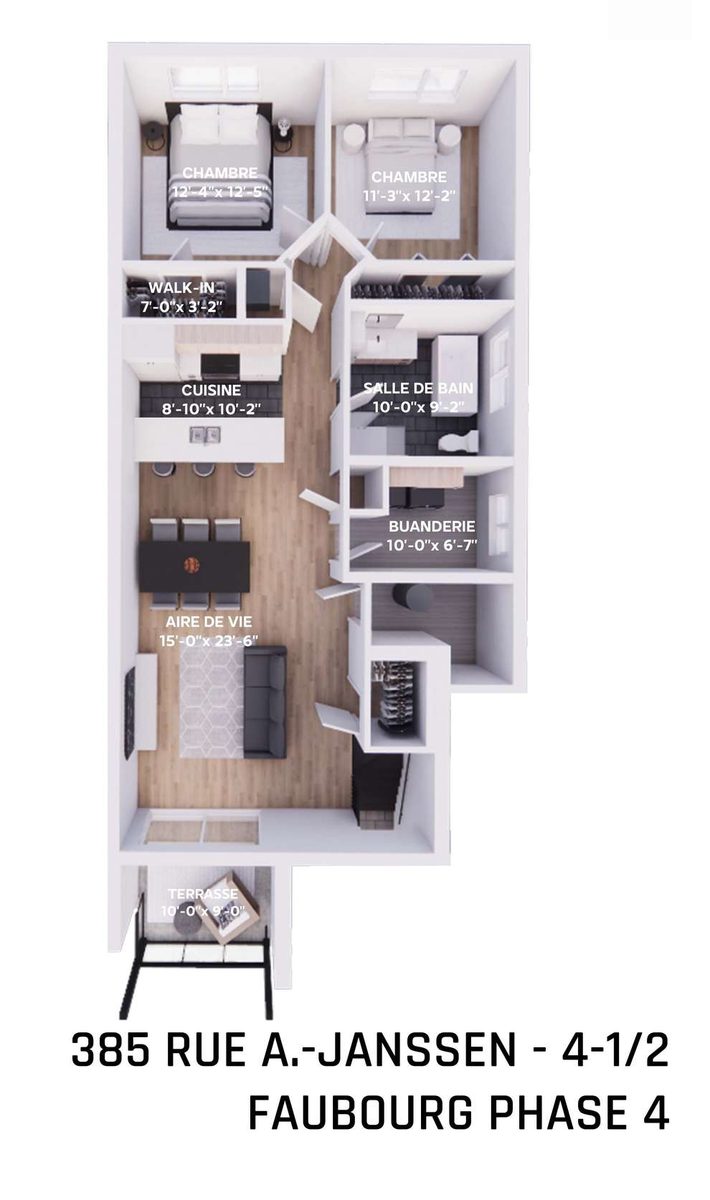 Plan de l'unité 4½ (385 rue A.-Janssen)