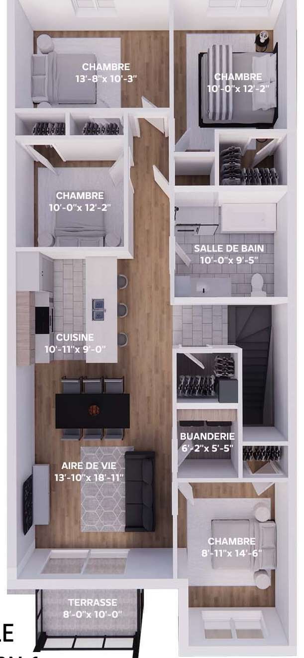 Plan de l'unité 6½ (Domaine des Ruisseaux, Sherbrooke)