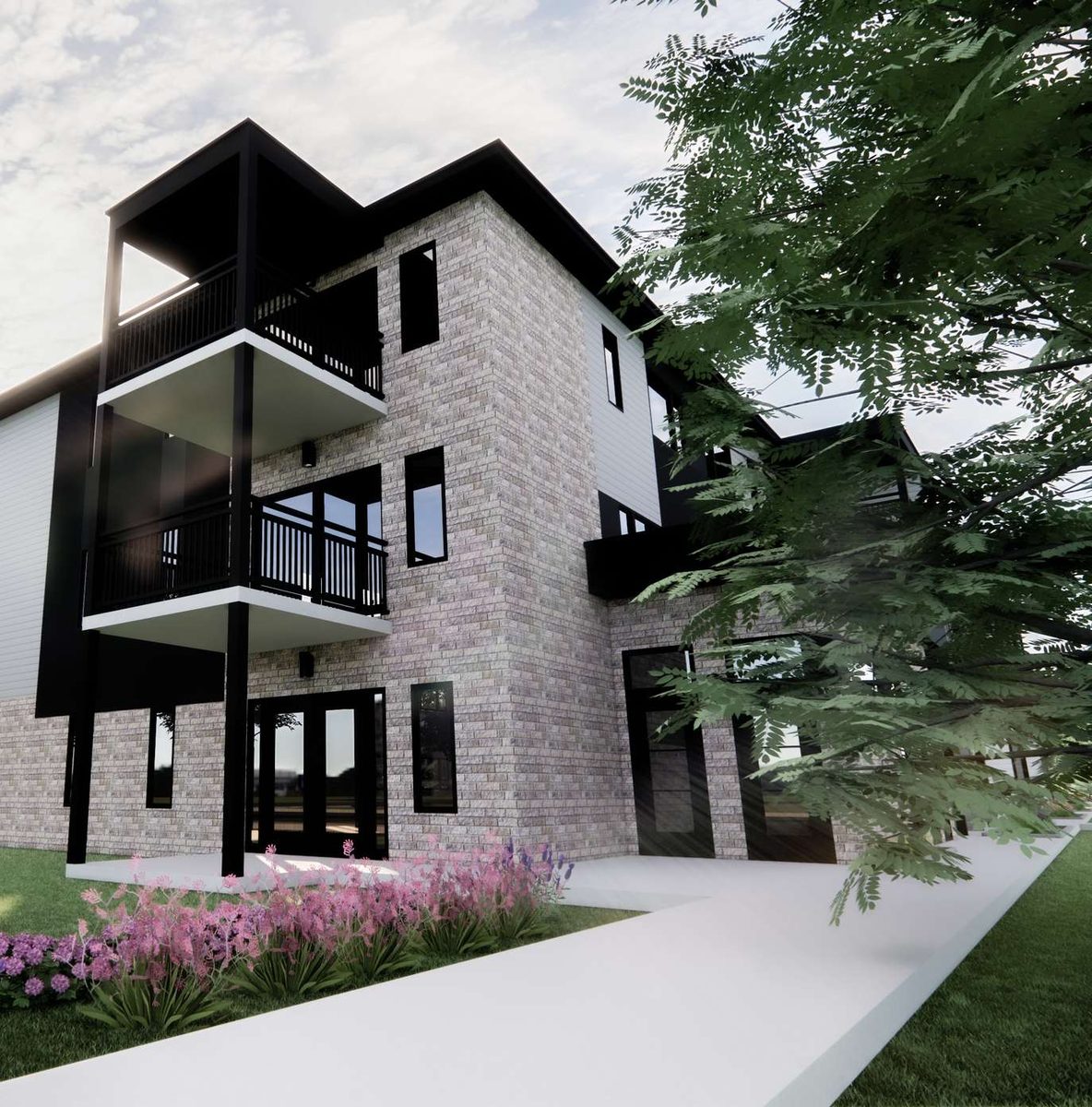 Façade des condos Gesteco à Cowansville