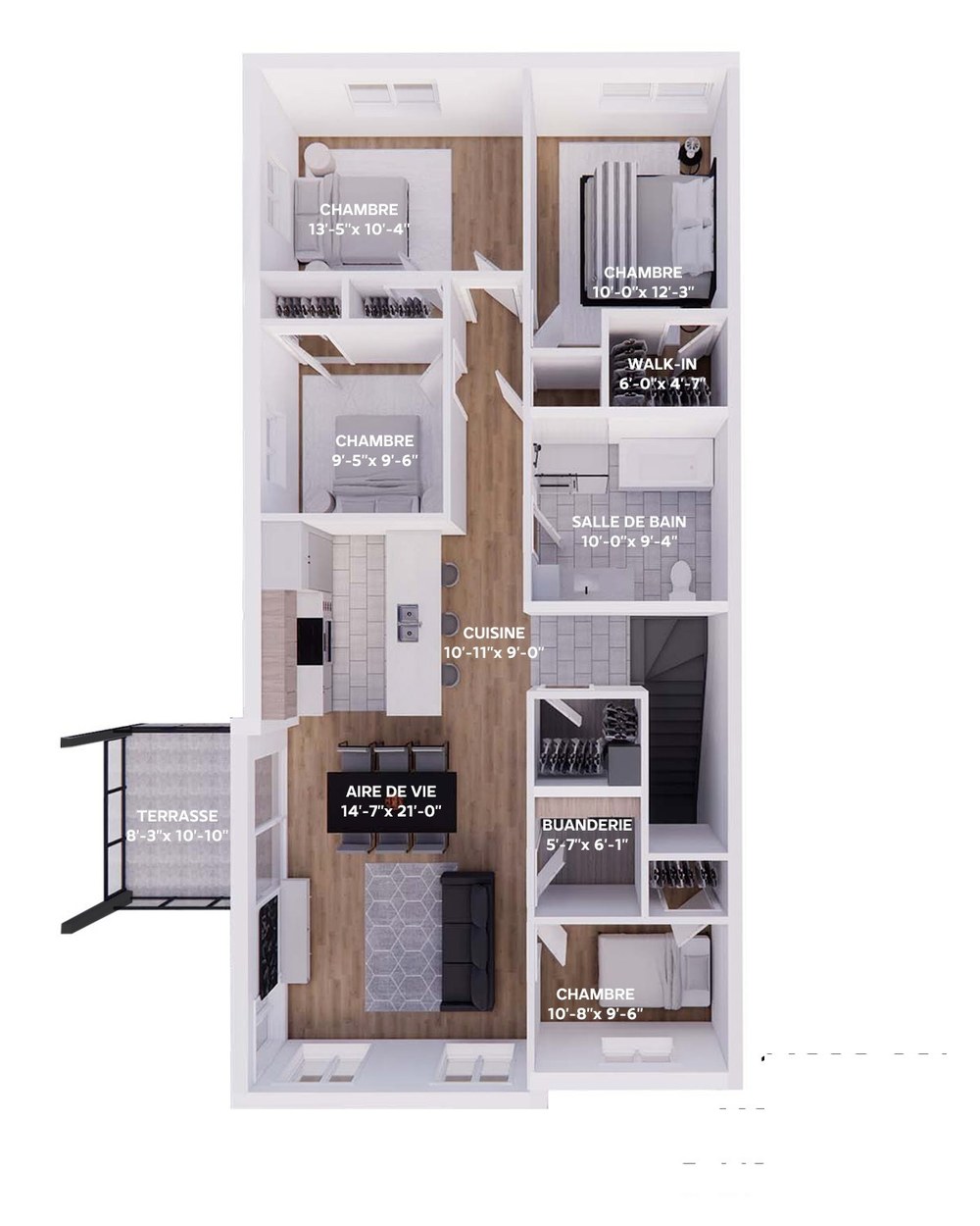 Plan de l'unité 6½ (Domaine des Ruisseaux, Sherbrooke)