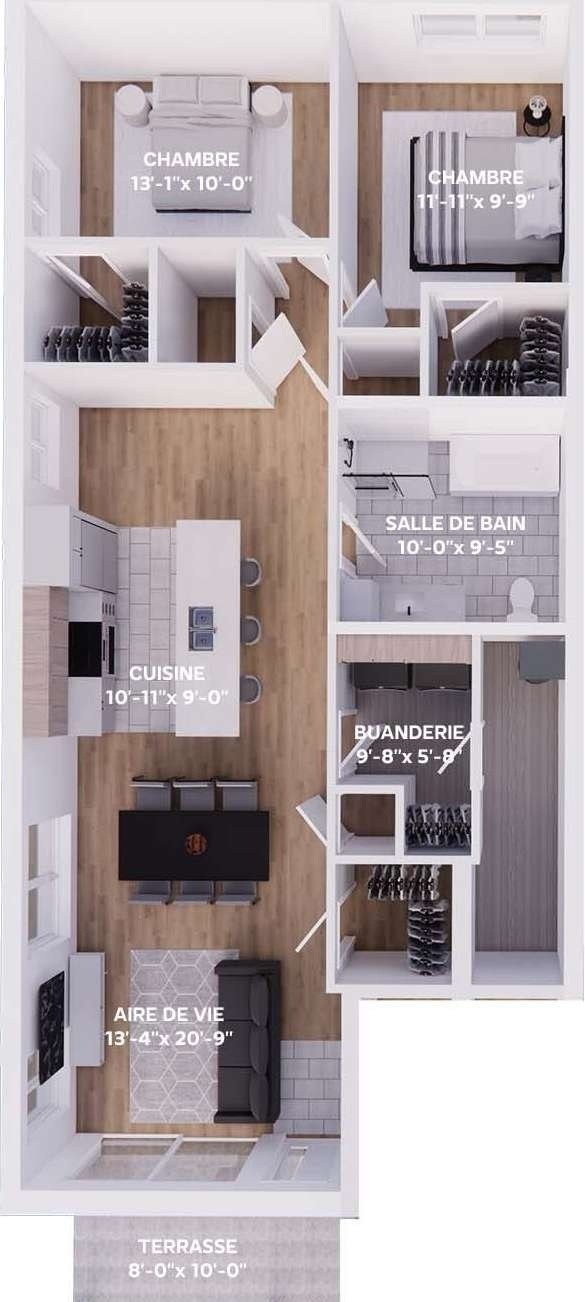Plan de l'unité 4½ (Domaine des Ruisseaux, Sherbrooke)