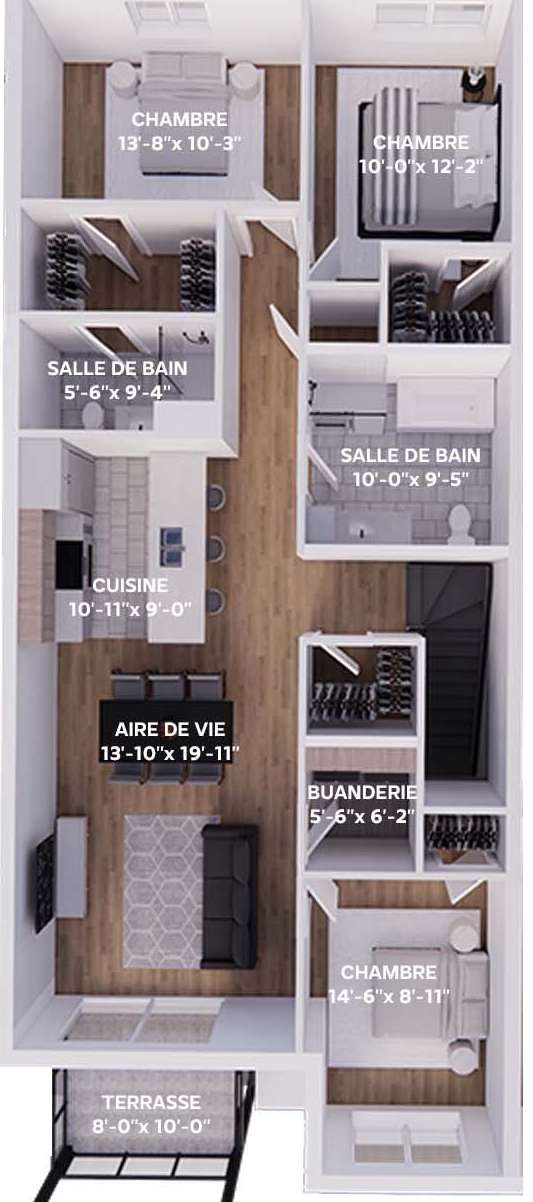 Plan de l'unité 5½ (Domaine des Ruisseaux, Sherbrooke)