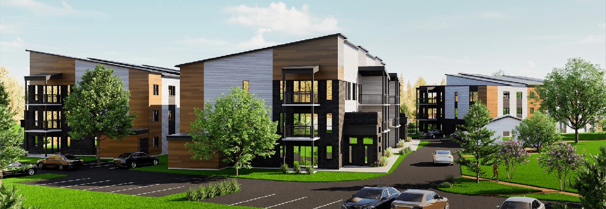 Vue d'ensemble des condos de la rue Léo-Gendreau Nord